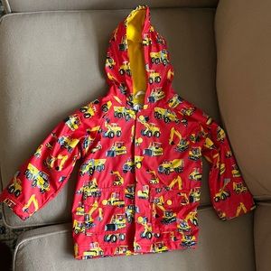 Hatley size 3 construction truck hooded raincoat